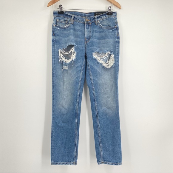 Allsaints April Mid Rise Boyfriend Distressed Jeans 26 - Picture 2 of 7